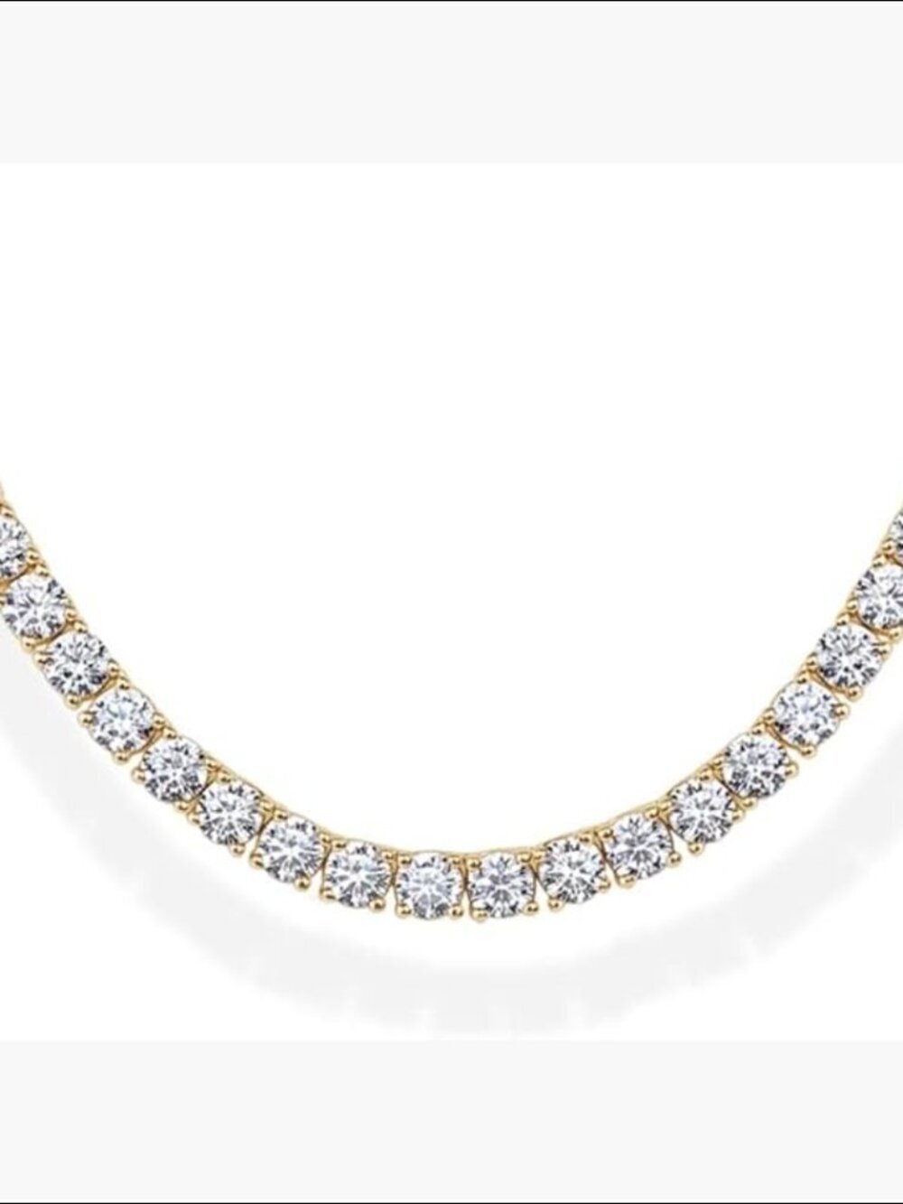 14K Gold Plated Simulated Diamond Tennis Necklace Chunky Long